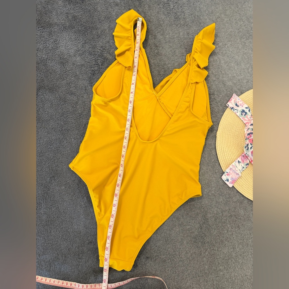 Yellow Ruffled One-Piece Swimsuit - Picture 3 of 6